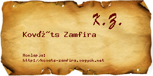 Kováts Zamfira névjegykártya
